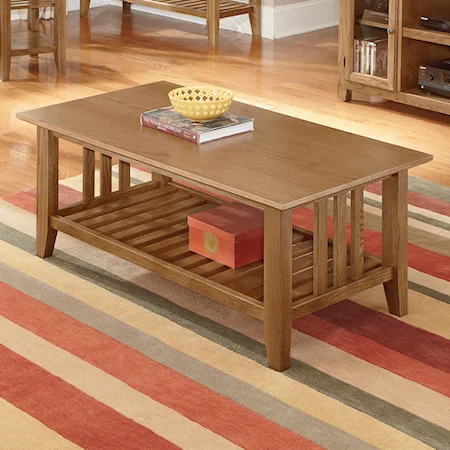 Rectangular Cocktail Table with Slat Shelf